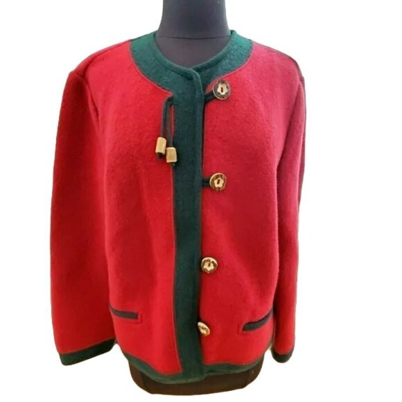 Geiger Boiled Wool Horn Buttons Womens Classic Cardigan sweater Coat Size 40 / 8 - Picture 1 of 6